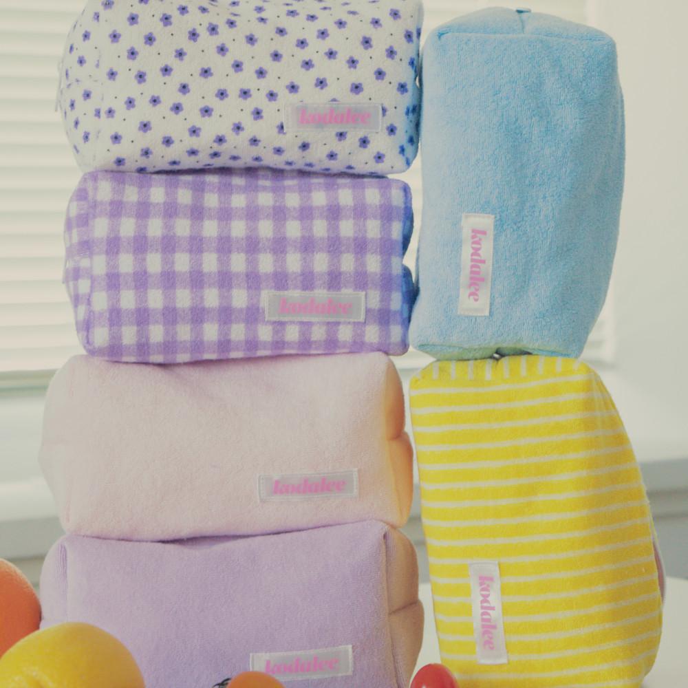 Terry Box Pouch 테리 박스 파우치 여행용 화장품 지퍼 귀여운 사각 생리대