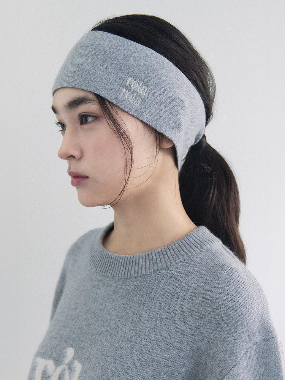 NUBASIC LOGO KNIT HAIR BAND GRAY