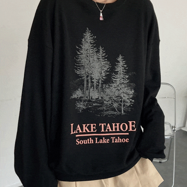 실물킹/오버핏+ 레이크 와플 맨투맨 - Lake mtm