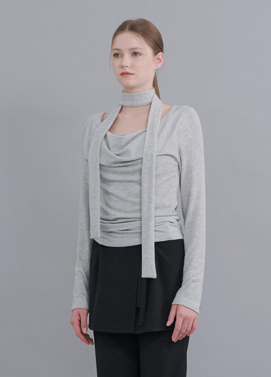 [44-120]  Caley Neck Hool Detail T-shirt  케일리 넥 훌 디테일 티셔츠 (봄-가을-클래식룩-데일리룩-셋업-텐션-훌디테일-타이포인트-두겹레이어드-빅사이즈-자체제작)