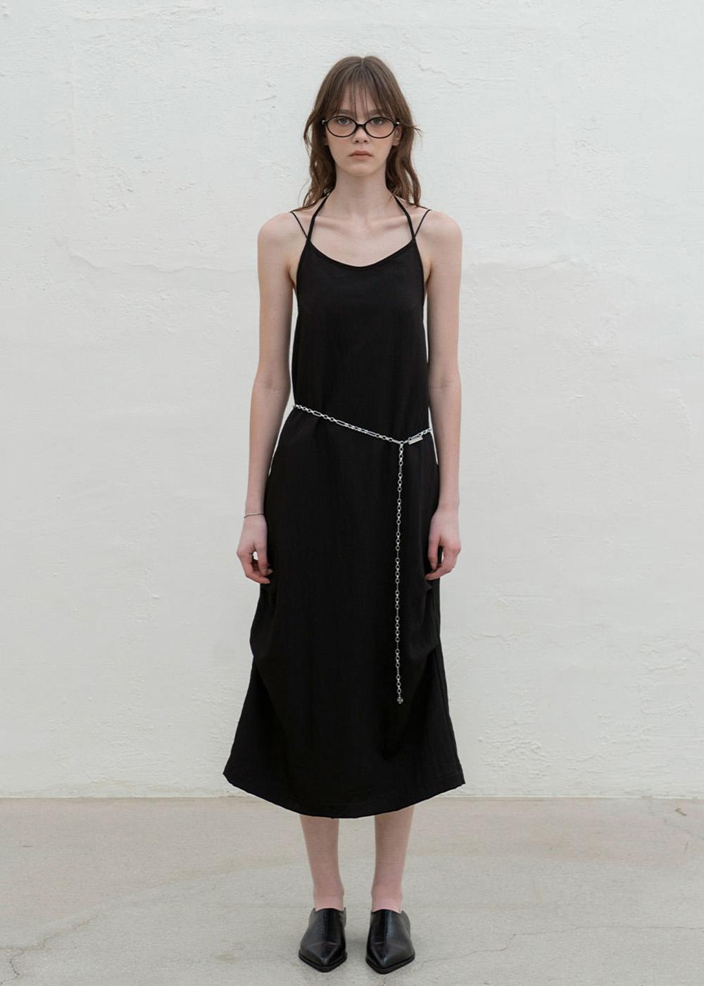 Halter Neck Strap Dress (Black)