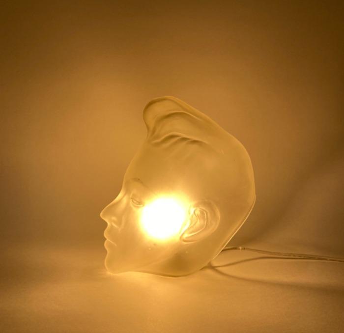 [FRANCE]70s rockabilly boy hand-made glass lamp.