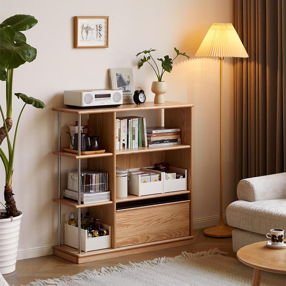 [예스우드] 베를린 오크 원목 파티션 겸 책장