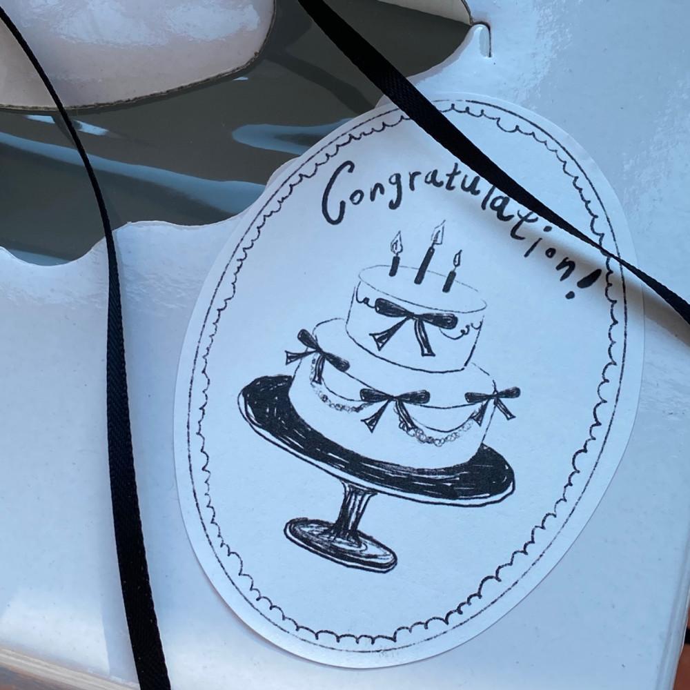 리킨들 생일 축하 타원형 빈티지 케이크 스티커 30매 답례 포장스티커