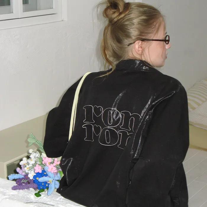 GLOSSY COATED LOOSE FIT JUMPER BLACK