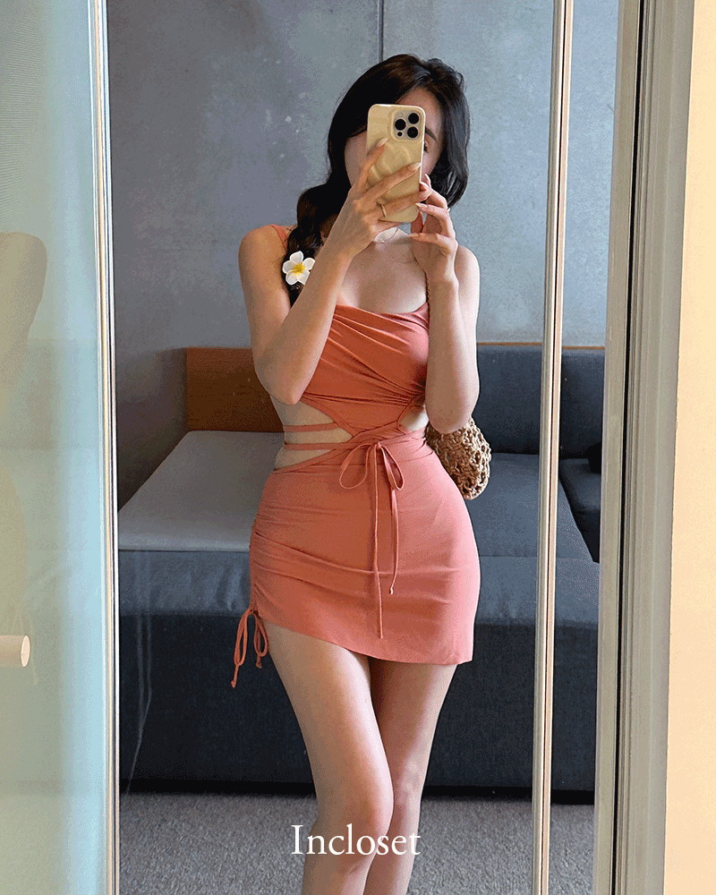 인클로젯 데이벨르 드레이프 원피스비키니 수영복 2color 휴양지/셔링/바캉스/체형커버