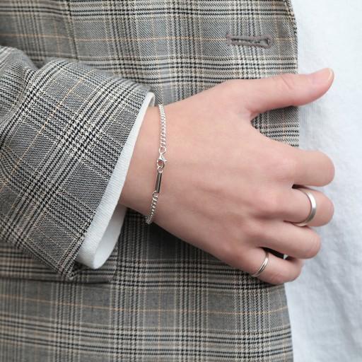 [무료각인] 925실버 미니바 각인 팔찌 Plea II