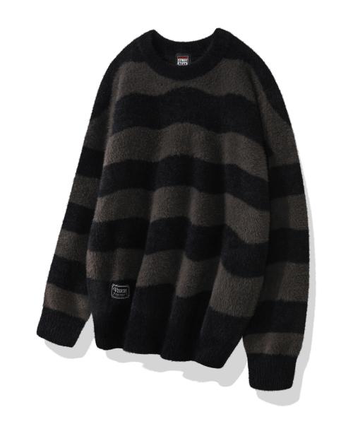 비전스트릿웨어(VISION STREETWEAR)  VSW Hairy Wave Stripe Knit Black - 사이즈 & 후기 | 무신사
