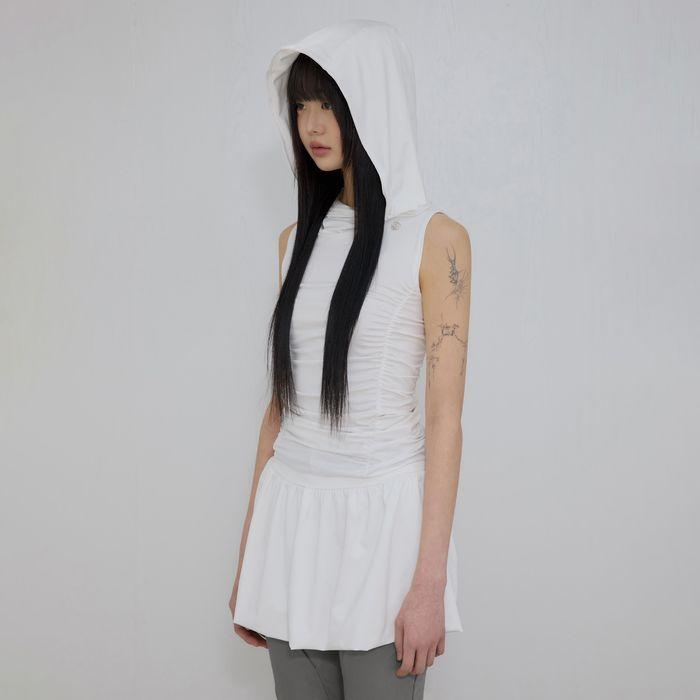 Hooded High Neck Dress (FL-155_White)