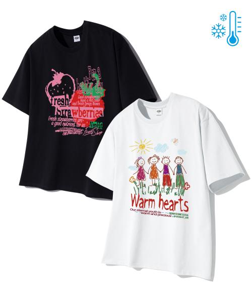 [SET]Fresh strawberry+WARM HEARTS 쿨 코튼 반팔티 3COLOR