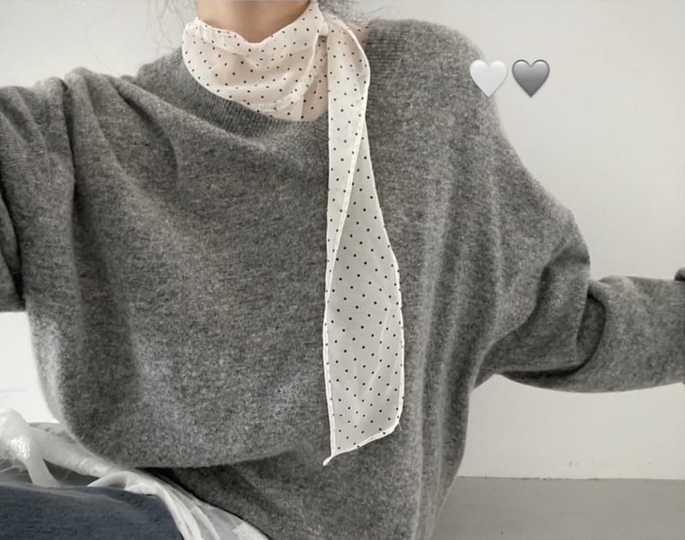 (도트당일)Basket 바스켓 레아 타이 블라우스 스카프 타이 크롭 쉬폰 블라우스 레이어드 블라우스(2color)