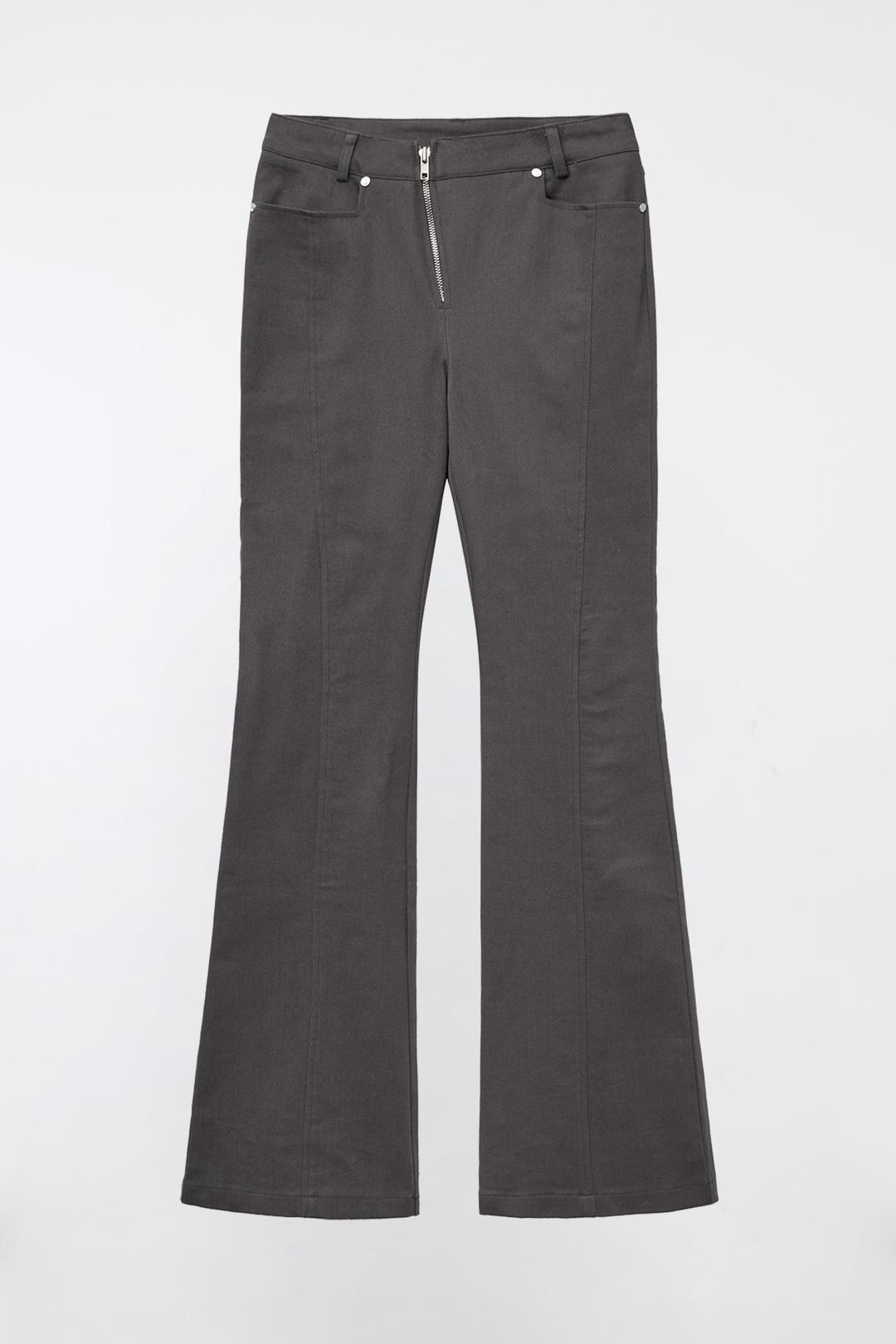 FRONT POINT SLIM BOOTS CUT PANTS - CHARCOAL