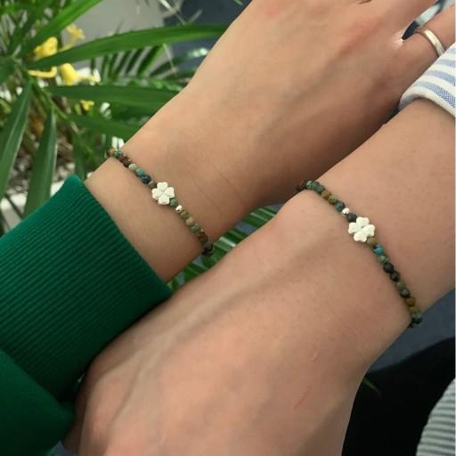 【92.5실버】 커플템추천🍀 네잎클로버 터키석 팔찌