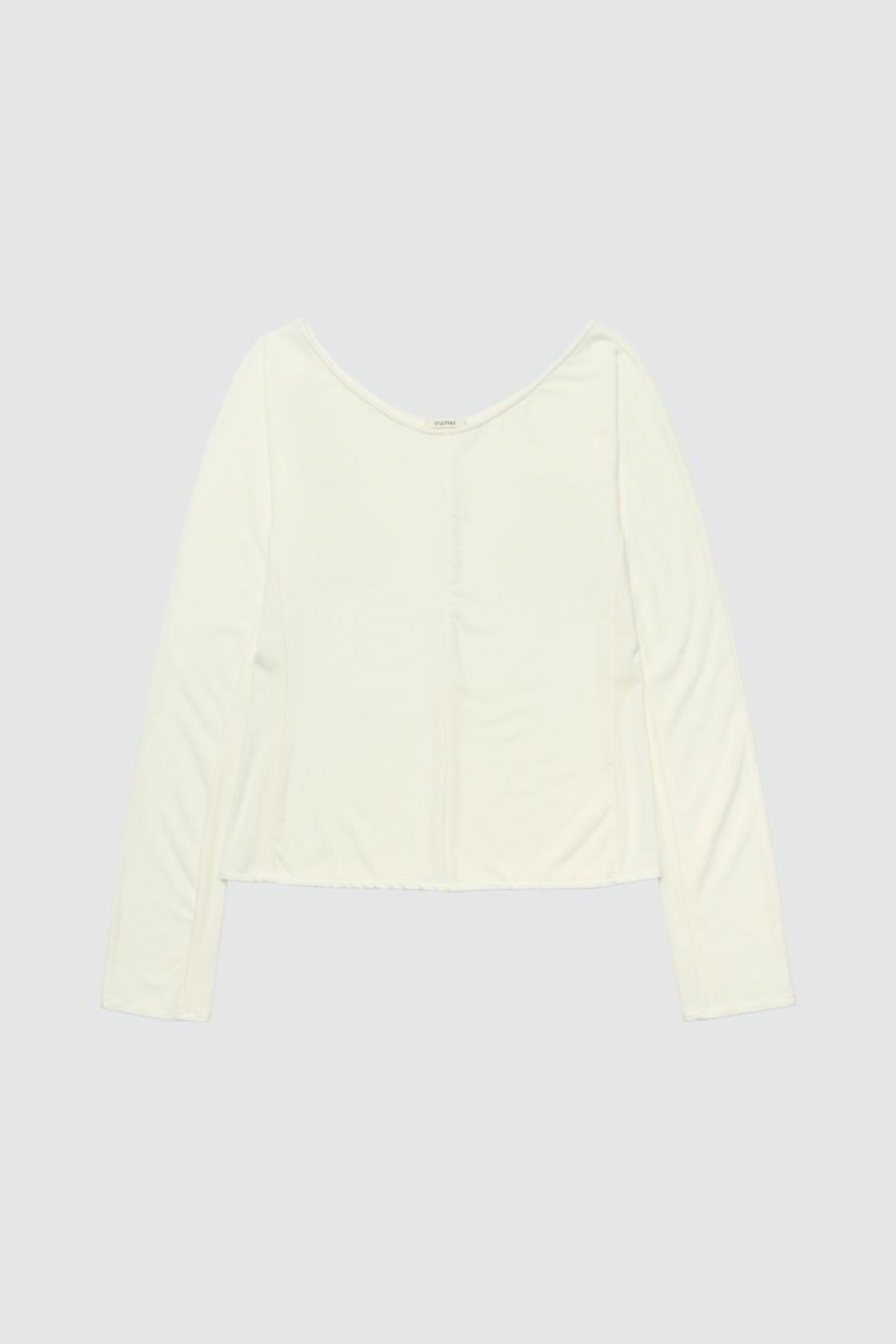 WIDE NECK LONG SLEEVE TOP, IVORY
