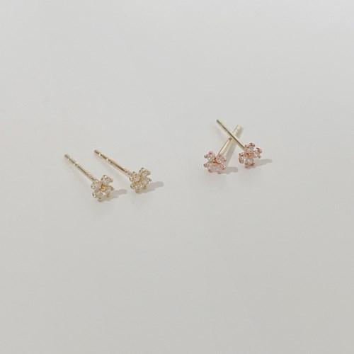 14k 클로버 큐빅 귀걸이 네잎클로버 이어링