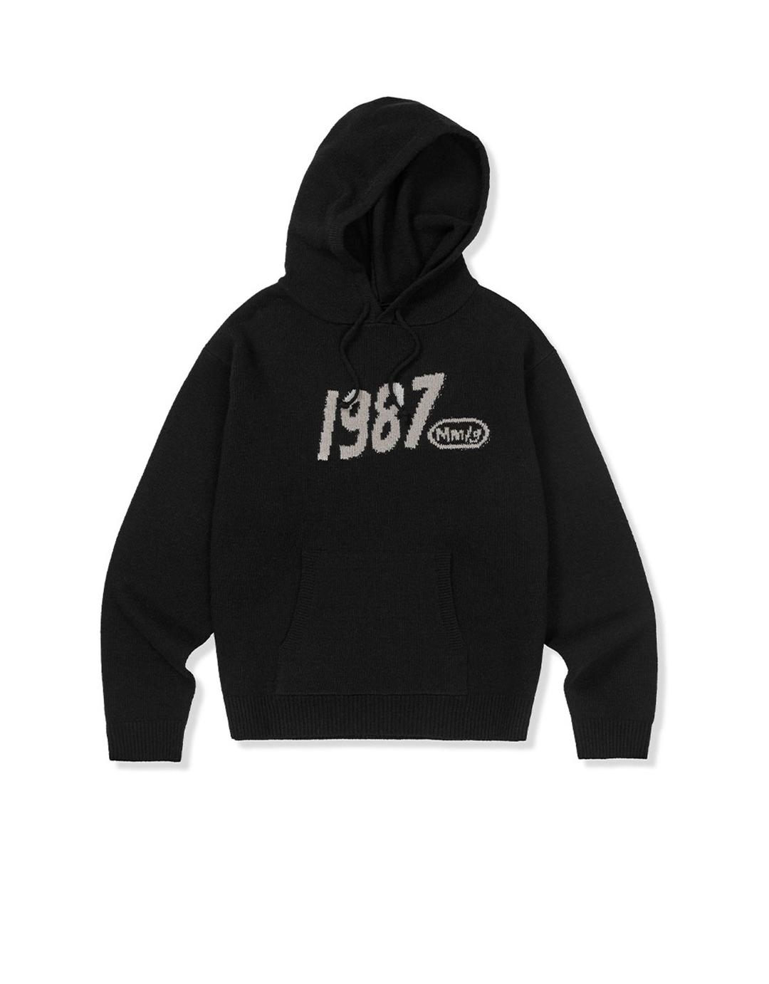 [Mmlg] WAVY LOGO HOOD KNIT (BLACK)