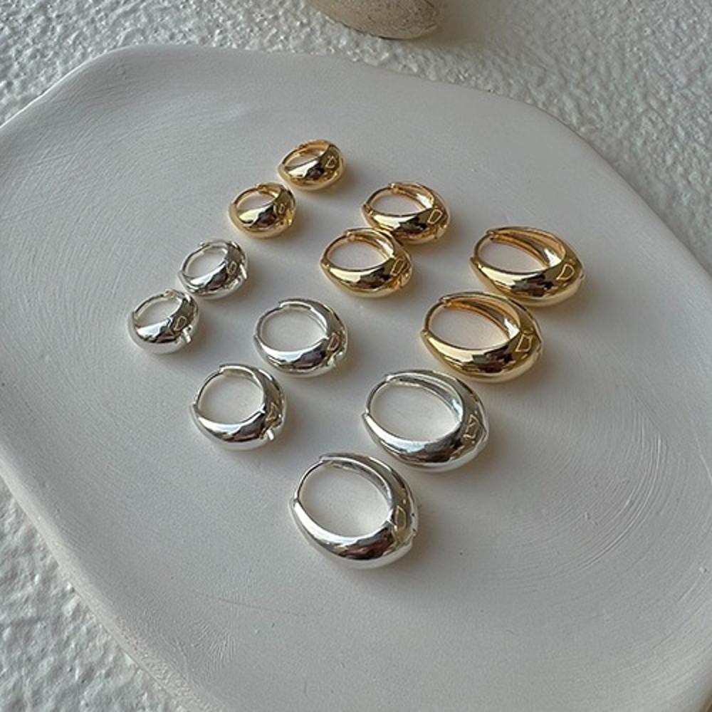 [무배] 실버 925 미니 볼드 볼륨 물방울 원터치 링 귀걸이 D day 디데이