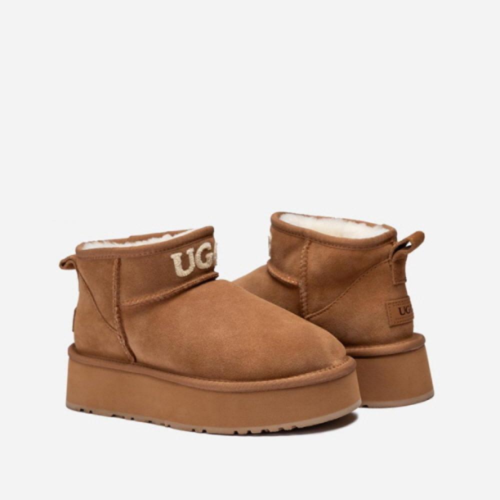 OZWEAR UGG 오즈웨어 니트로고 플랫폼 울트라 미니 어그부츠 4CM