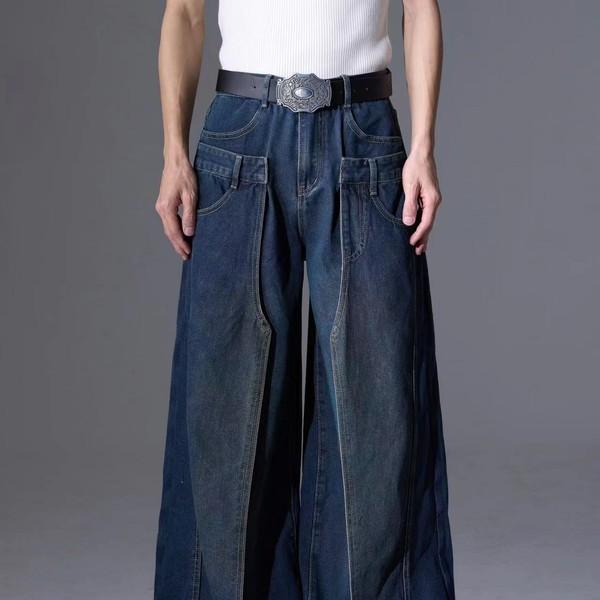 personality flying piece deconstructed splicing jeans