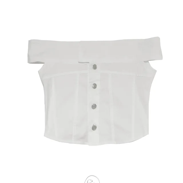tight off shoulder button crop top