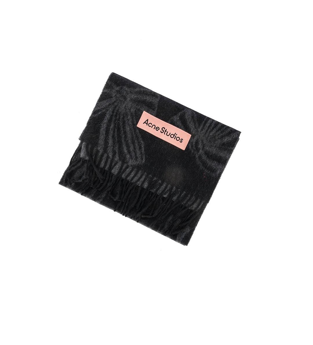 CASHMERE JACQUARD SCARF BLACK/GREY - OS