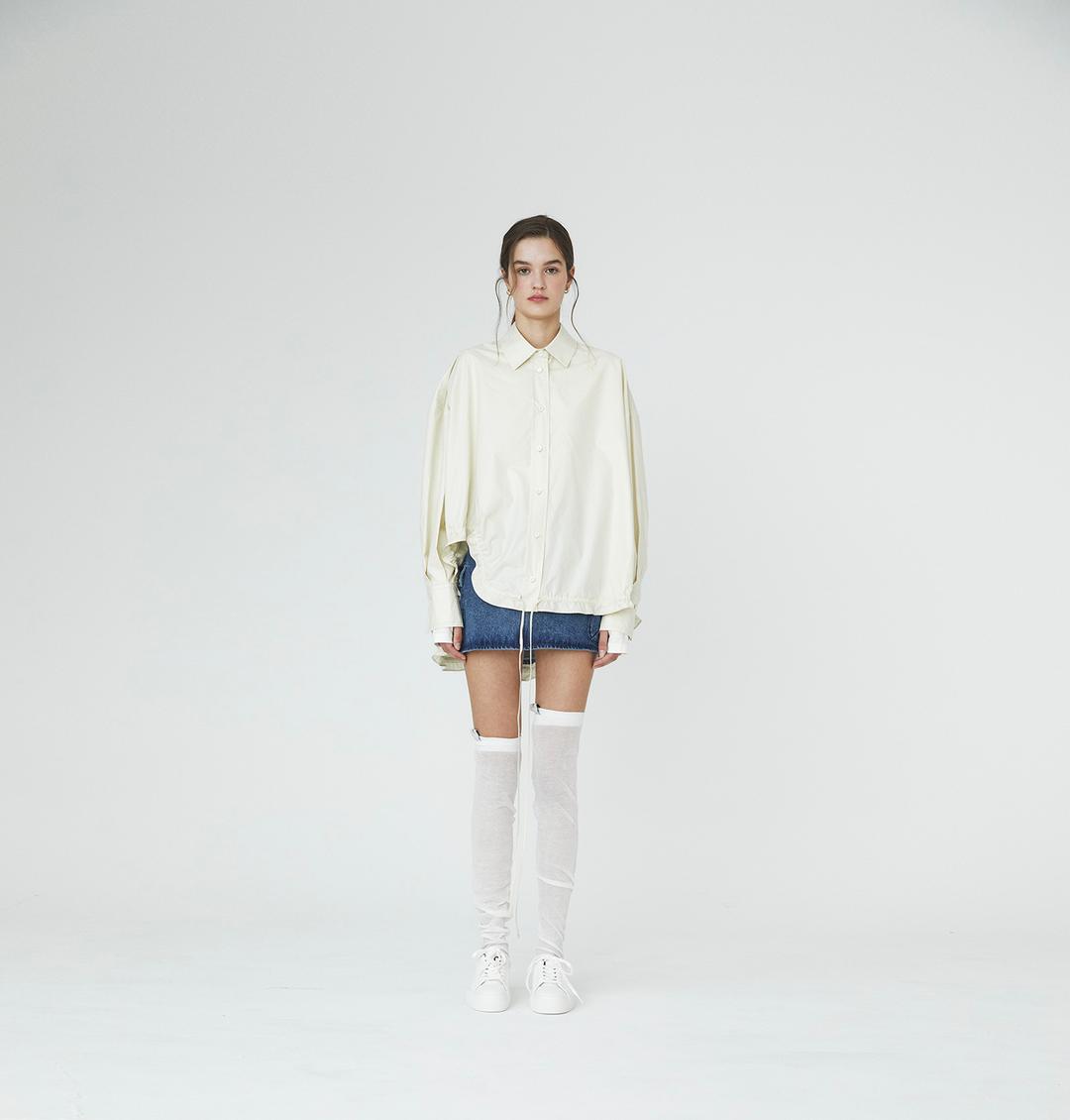 asymmetric cotton shirt - ivory
