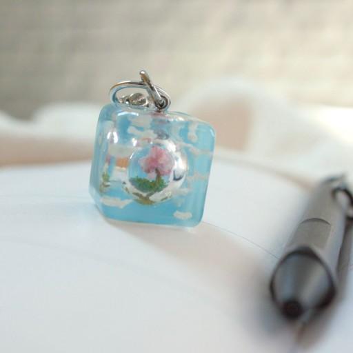 비눗방울속의 봄꽃나무 키링