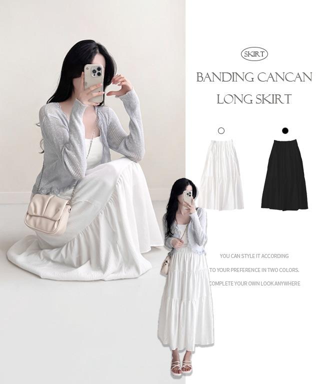 큐티팝 🤍Long🤍 [속치마o/A라인] 쫀쫀한 밴딩 러블리 캉캉 롱스커트 2color // 여리여리 휘뚜루마뚜루 여신 롱 치마 청순 데이트룩 DB~011