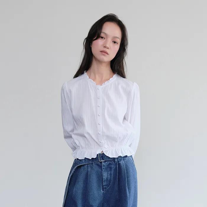 프릴 카라 블라우스_Cream