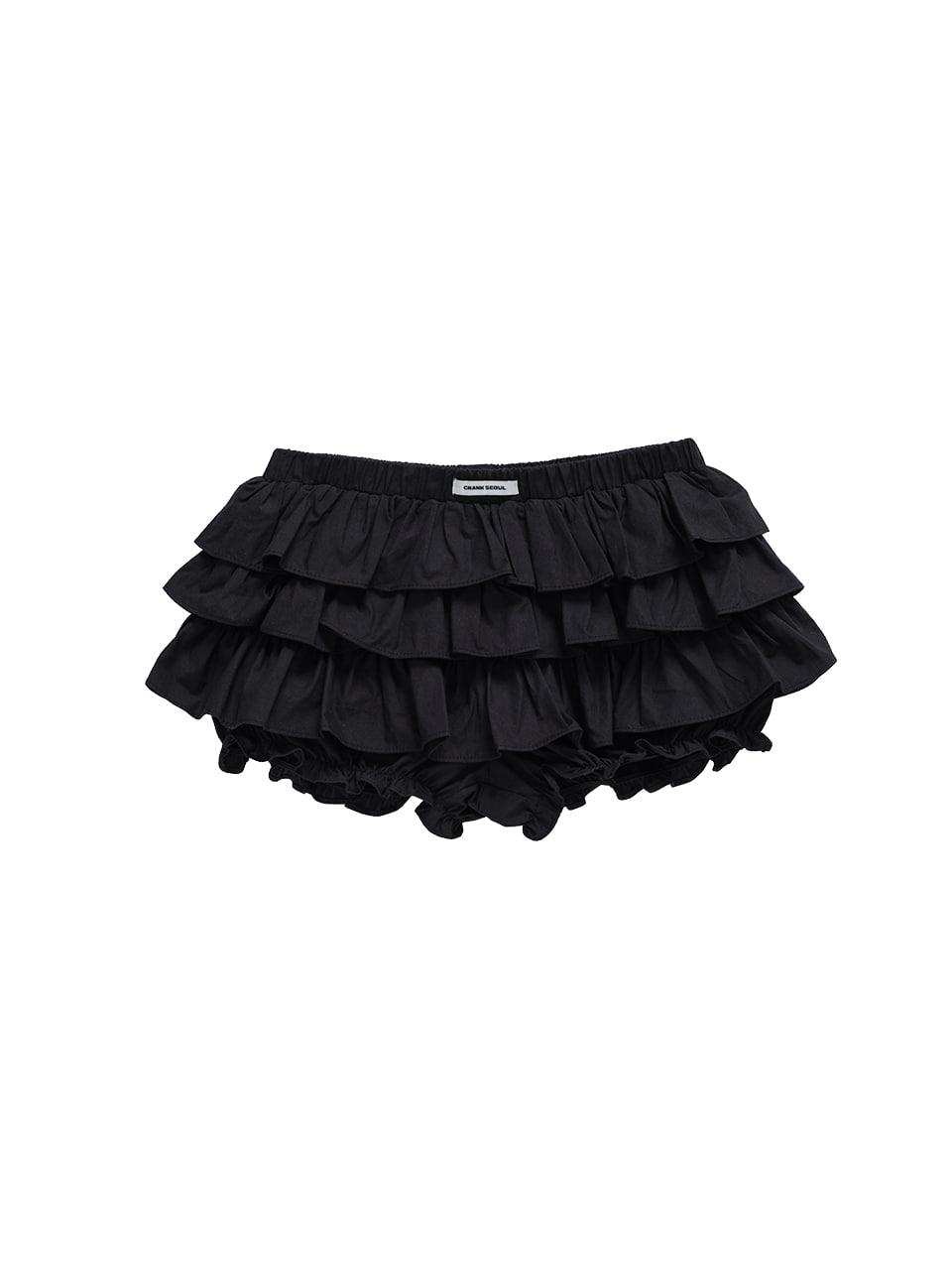 TIERED MICRO SKIRT PANTS_BLACK