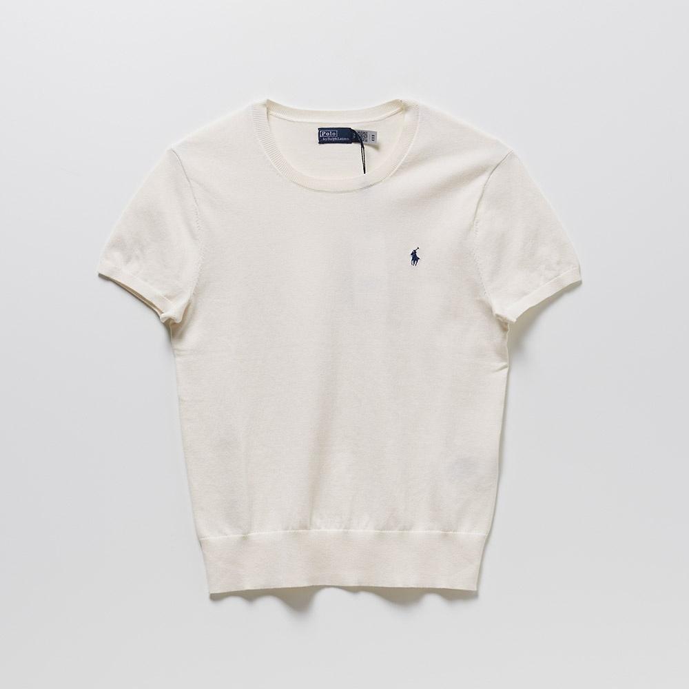 여성용 코튼 블렌드 숏 슬리브 스웨터 (WHITE)