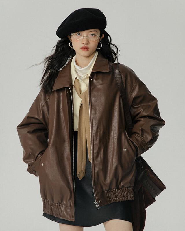 OMONT 에코레더 오버핏 블루종 (2 컬러)