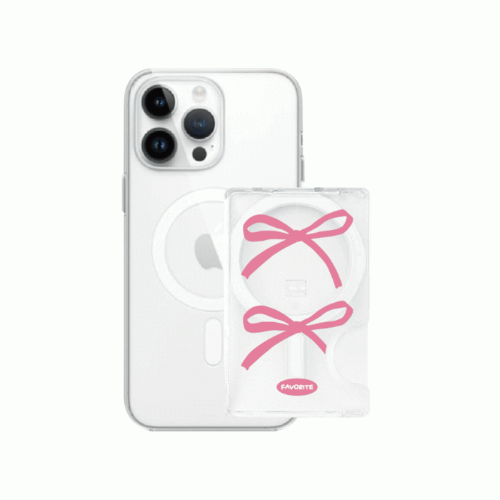 발레코어 리본 핑크 [투명 맥세이프 카드지갑]