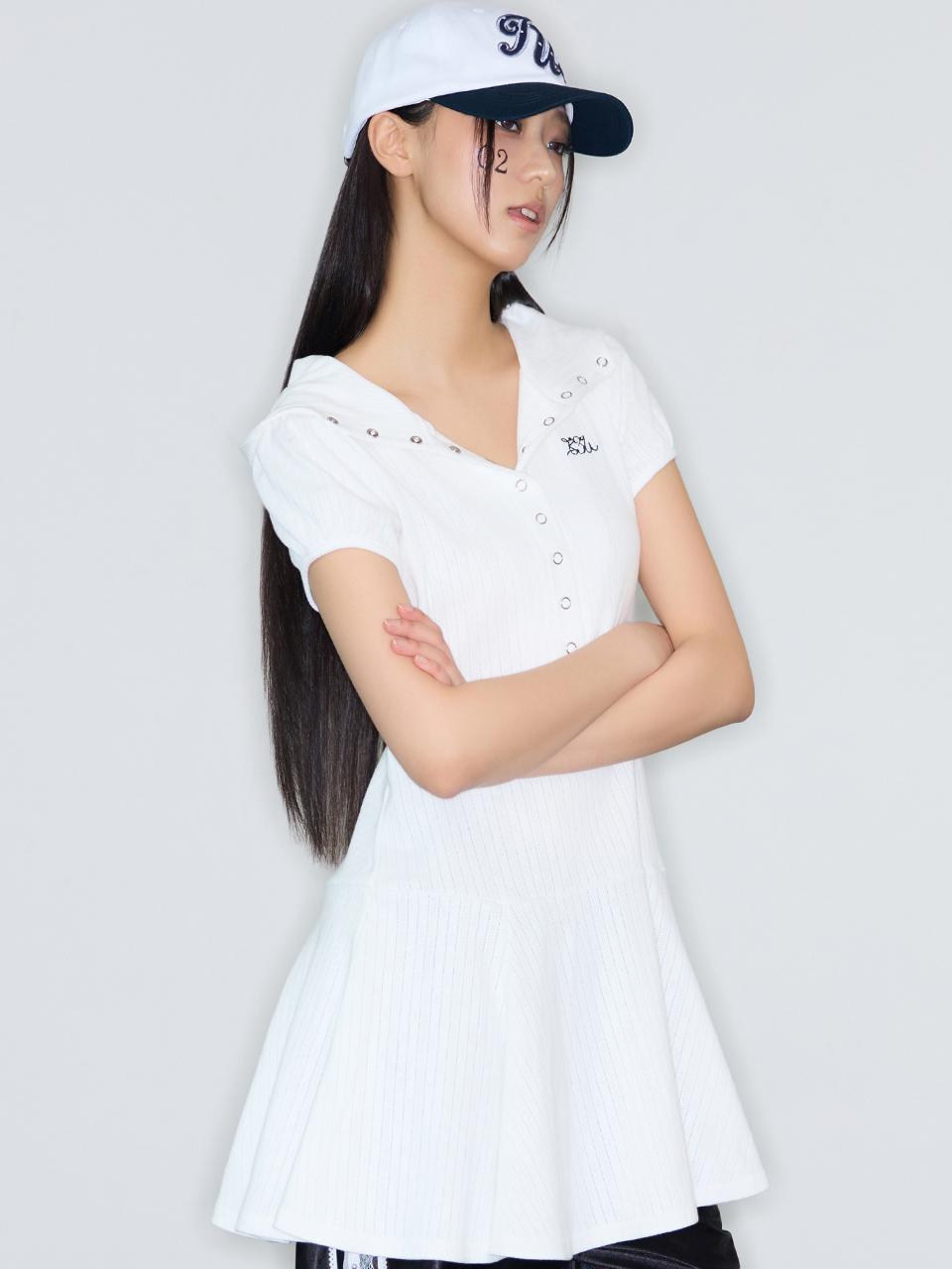 [E]BASIC ILOVEU HOOD LAYERED DRESS(WHITE)