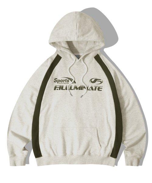 오버핏 스포티 로고 후디-오트밀