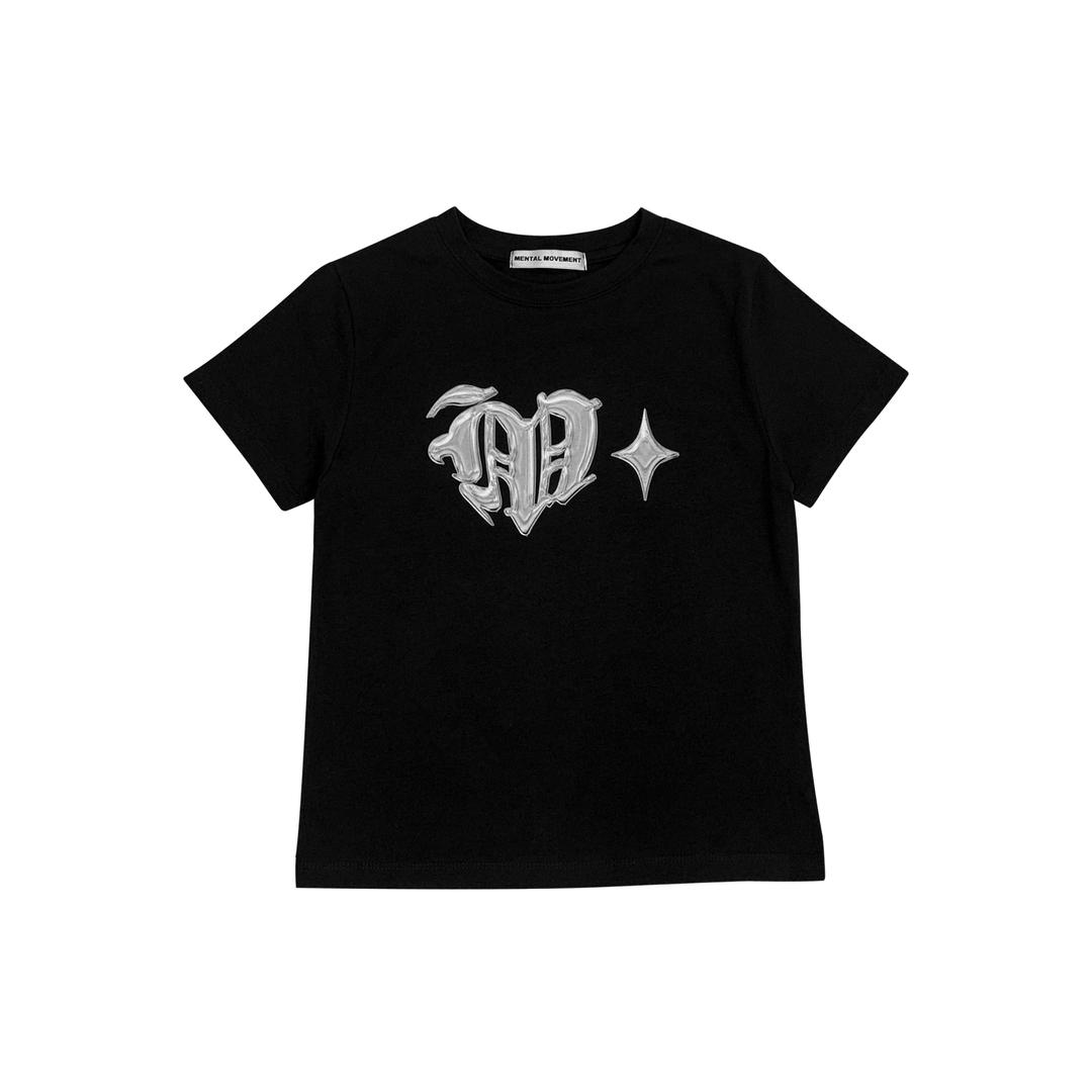 Metalic Heart Logo Womens T-shirt (Black)