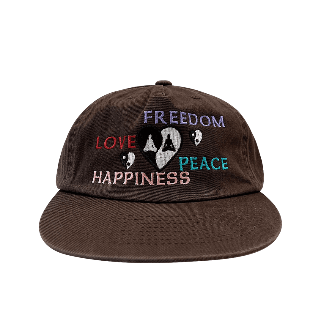 바반투 사랑자유평화행복 LOVE FREEDOM PEACE HAPPINESS 모자 캡 빈티지브라운