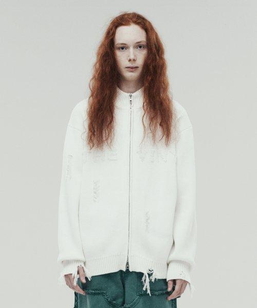 GRUNGE ZIP UP CARDIGAN IVORY (VH2DFUK682A)