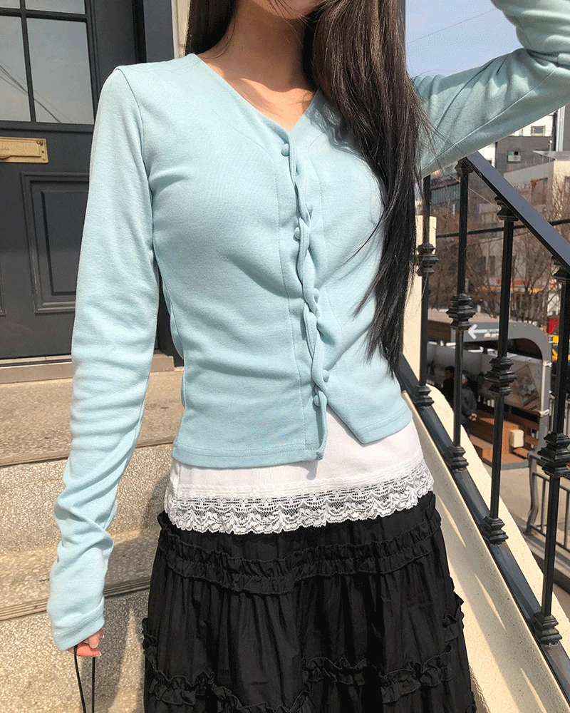 [투웨이/슬림핏💕] 듀히 꼬임 단추 긴팔 가디건