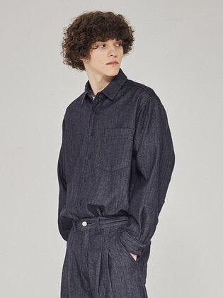 루즈핏 데님 셔츠 - 블루