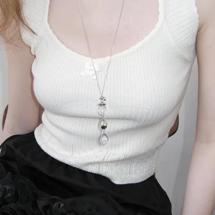 Eggplant Drop Necklace (Silver)