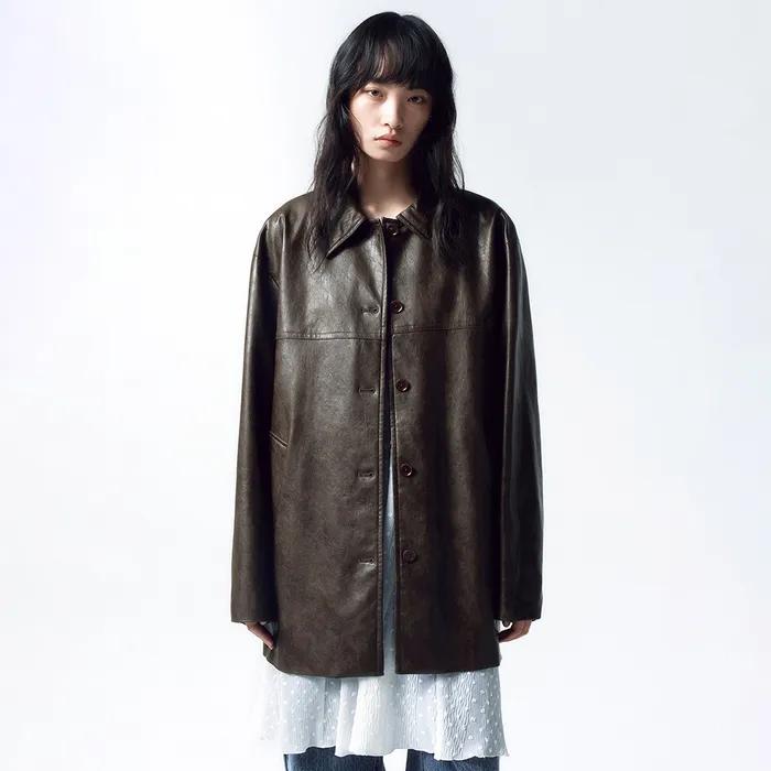 포우 레더 카코트 BROWN