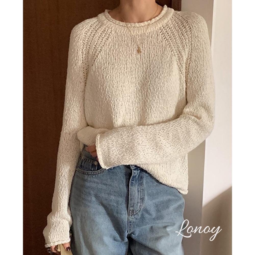 플러터 라운지 슬랍 니트 4col 아이보리 그레이 민트 블랙 여성 가을 니트티 INOUF