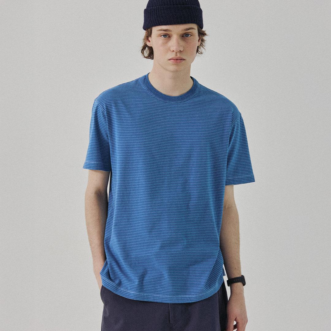 [pre-order] 인디고 씬 스트라이프 티