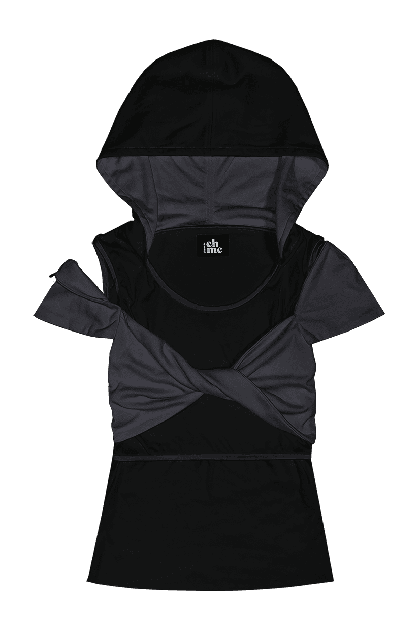 [3/4 출고] TWIST HALF SLEEVE HOODIE (BLACK)