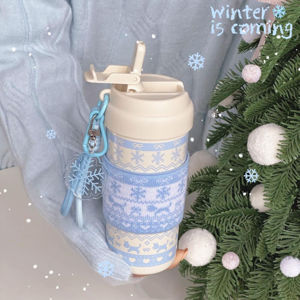 아이앤드오 Winter Knit Tumbler 텀블러 니트커버 눈꽃보틀