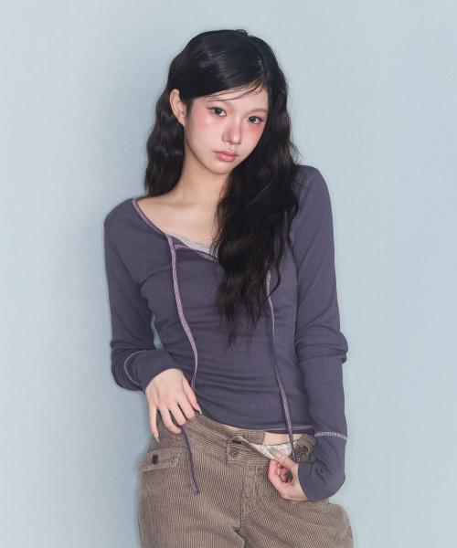 STITCH RIBBON T CHARCOAL