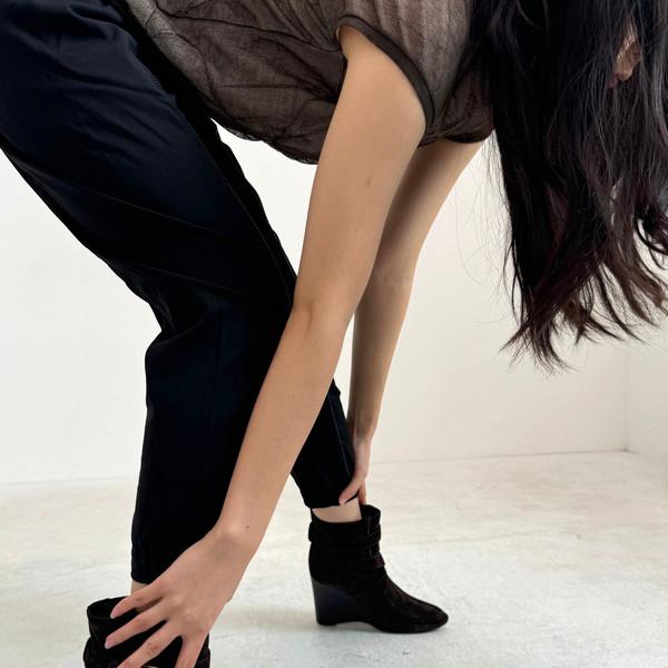 Balenciaga Suede Buckle-Trim Wedge Ankle Boots