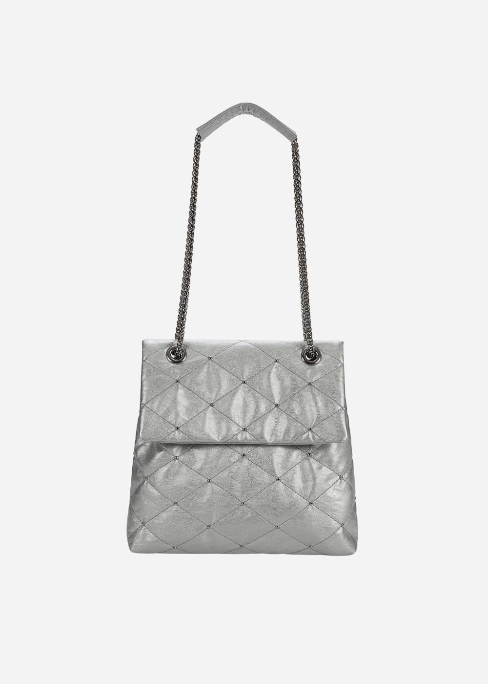 Lozenge Studed Bag Small Cool Silver