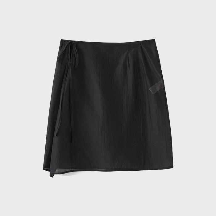 (우먼)레이어드 시스루 스커트 블랙